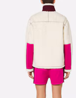 Shop AMI PARIS 拼色Logo拉鏈外套 白色/粉色 秋季版 HJK003-757164