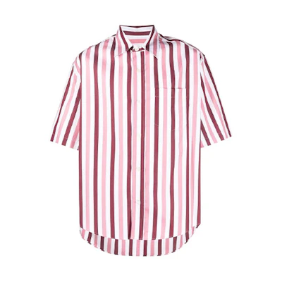 AMI Paris Colorblock Striped Short Sleeve Shirt Unisex Pink Purple. USH211470659