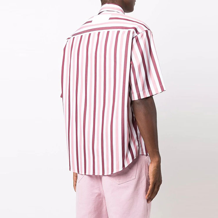 AMI Paris Colorblock Striped Short Sleeve Shirt Unisex Pink Purple. USH211470659 圖 5