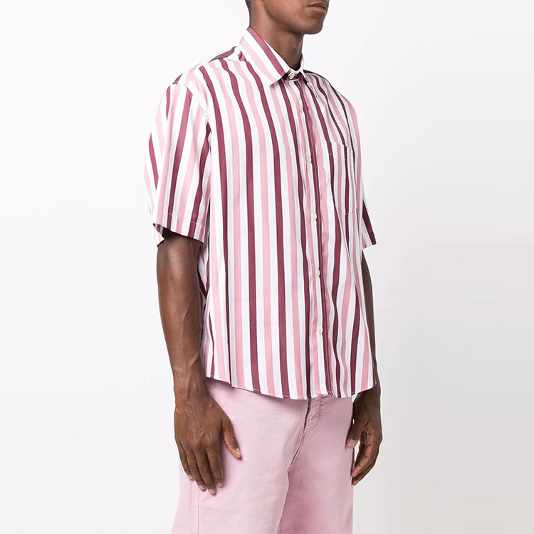 AMI Paris Colorblock Striped Short Sleeve Shirt Unisex Pink Purple. USH211470659 圖 6