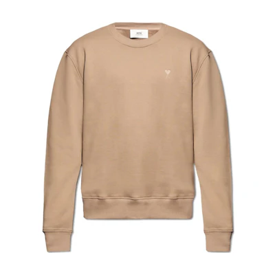 AMI PARIS Crewneck Regular Fit Pullover Long Sleeve Sweatshirt Yellow Mens USW003730M-281