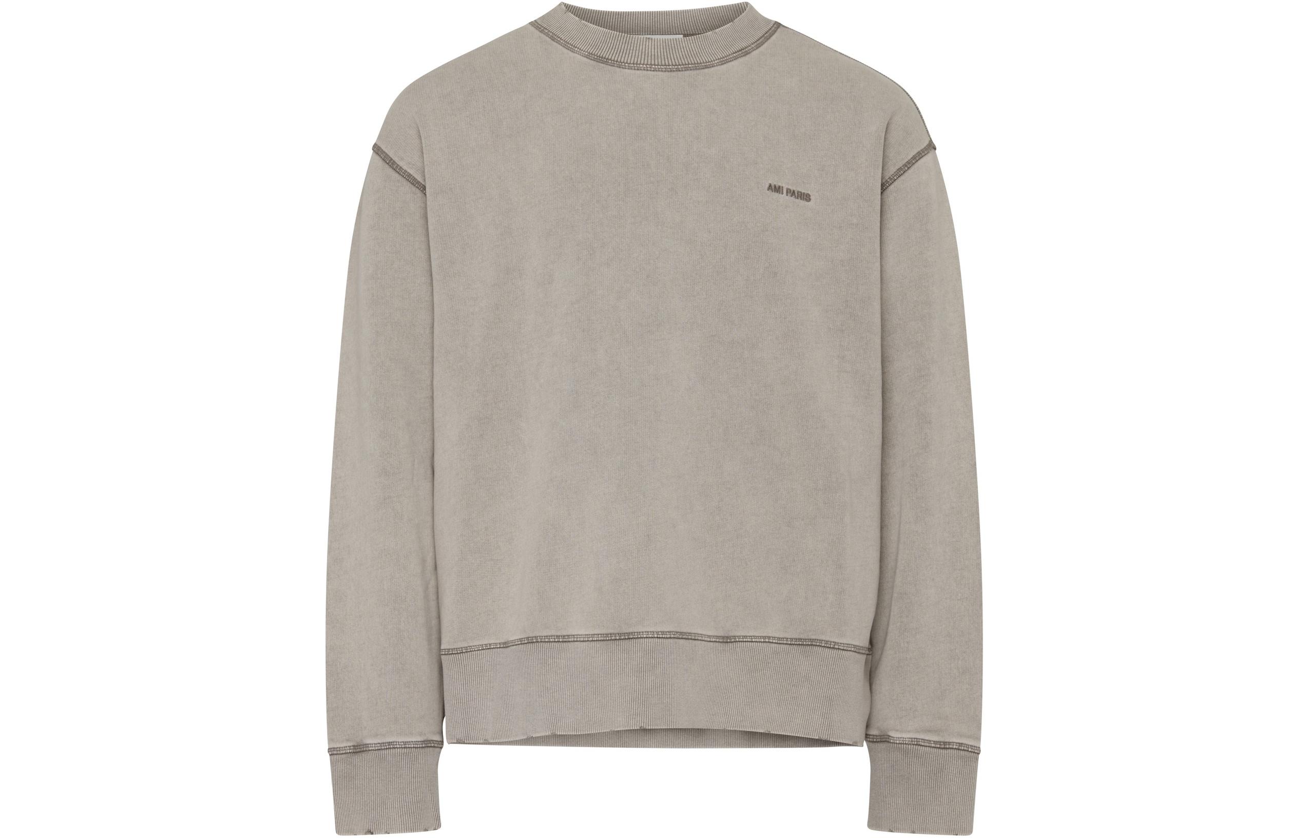 AMI PARIS Crewneck Slim Fit Letter Print Sweatshirt Clay Color USW016052-263