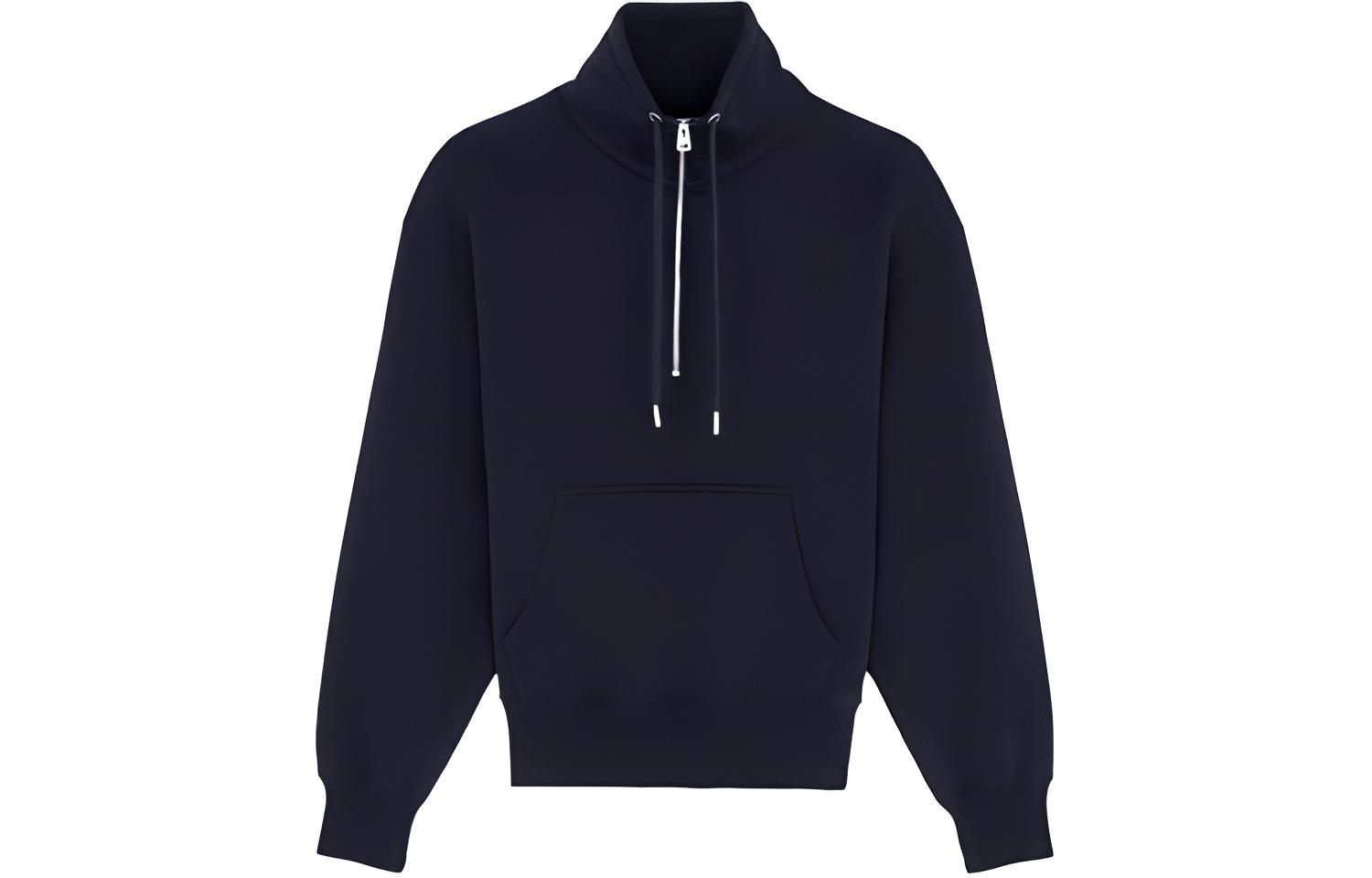 AMI PARIS De Coeur Half-Zip High Neck Pullover Navy Blue Sweatshirt E21HJ078747-410