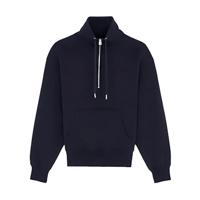 AMI PARIS De Coeur Half-Zip High Neck Pullover Navy Blue Sweatshirt E21HJ078747-410