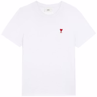 AMI PARIS De Coeur Heart Embroidery Unisex White T-Shirt. BFHJ108723-100 AMI PARIS De Coeur Heart Embroidery Unisex White T-Shirt. BFHJ108723-100