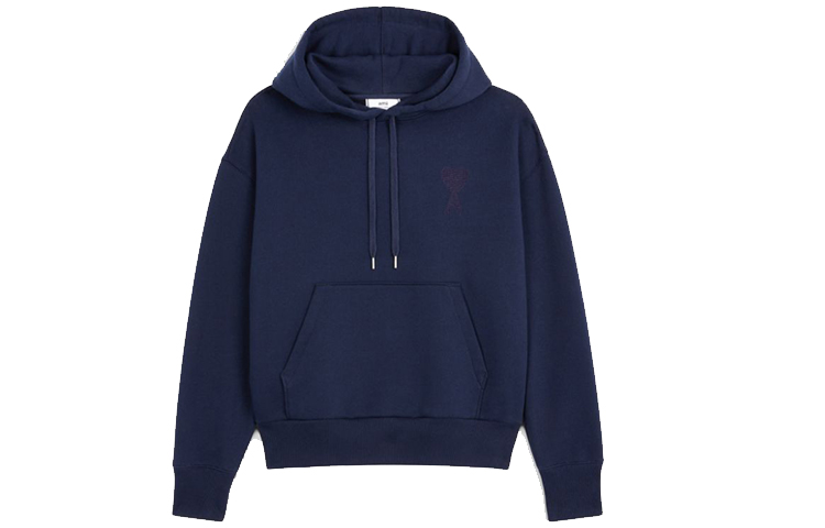 AMI PARIS De Coeur Logo Solid Color Hoodie Blue Mens H20HJ053749-410