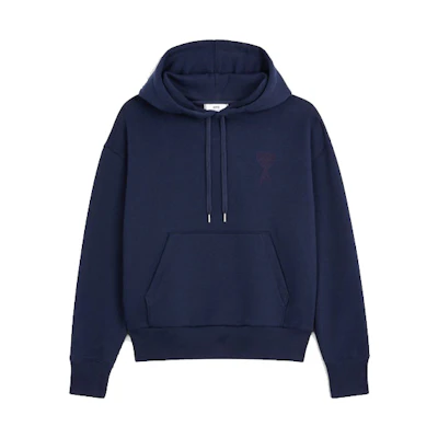 AMI PARIS De Coeur Logo Solid Color Hoodie Blue Mens H20HJ053749-410