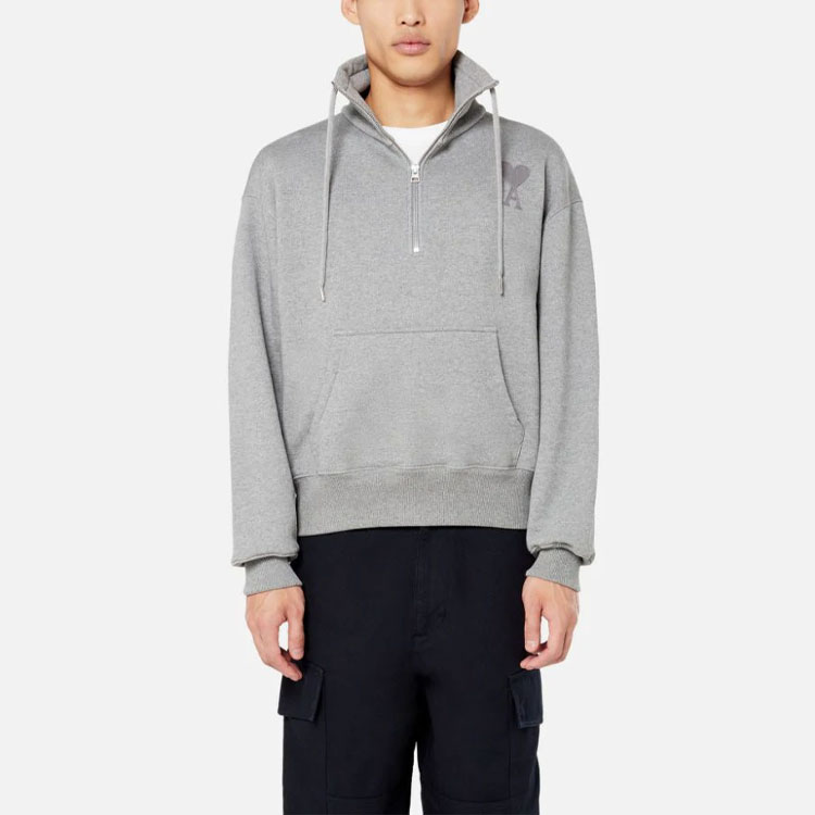 AMI Paris De Coeur SS21  Gray Solid Zip-Up Sweatshirt Jacket E21HJ078747-055 圖 3