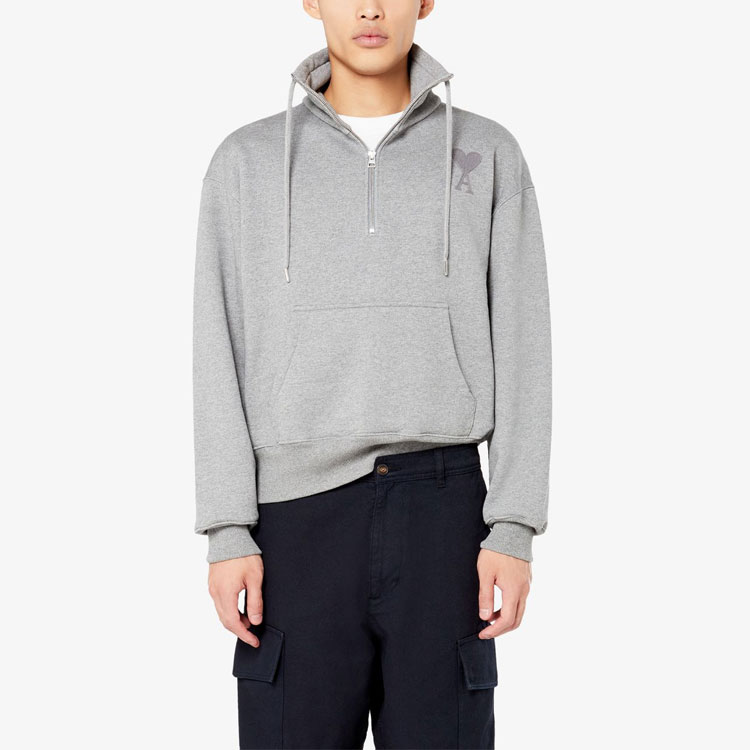 AMI Paris De Coeur SS21  Gray Solid Zip-Up Sweatshirt Jacket E21HJ078747-055 圖 5