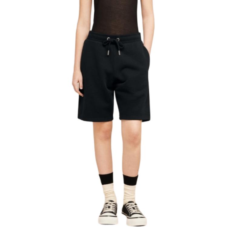 Shop AMI PARIS De Coeur SS24 Pantalones Cortos Negros Casual con Corazón Estampado. USO635747-001