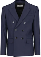 AMI PARIS Double-Breasted V-Neck Jacket Blue HBV217WV00264-011 AMI PARIS Double-Breasted V-Neck Jacket Blue HBV217WV00264-011