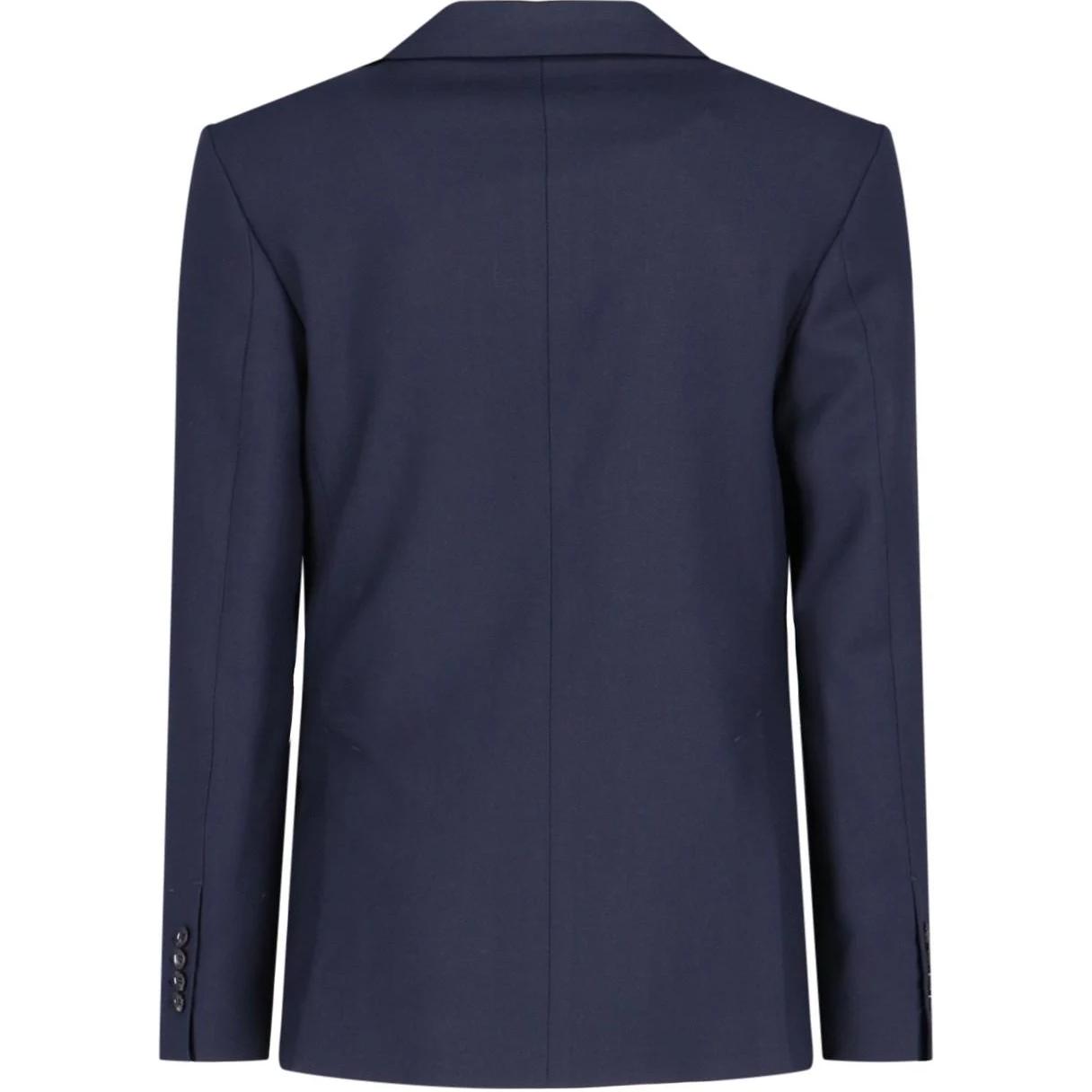 Lookbook AMI PARIS Jaket Biru Double-Breasted V-Neck HBV217WV00264-011