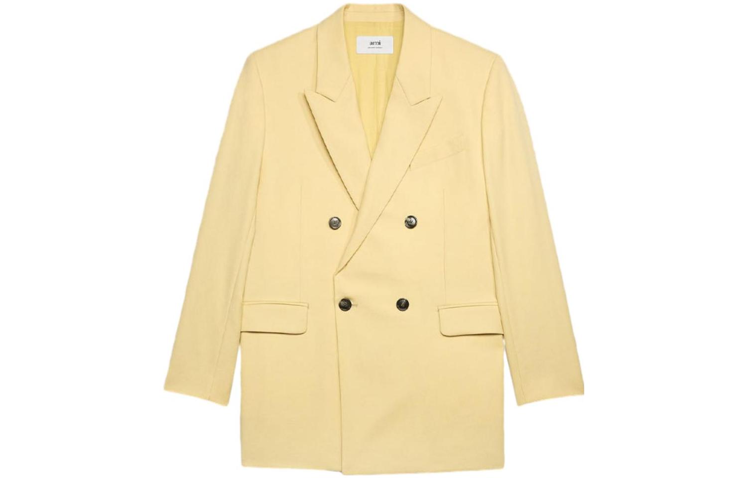 AMI PARIS Double-Breasted Vanilla Jacket with Flap Pockets HBV311WV0026-718