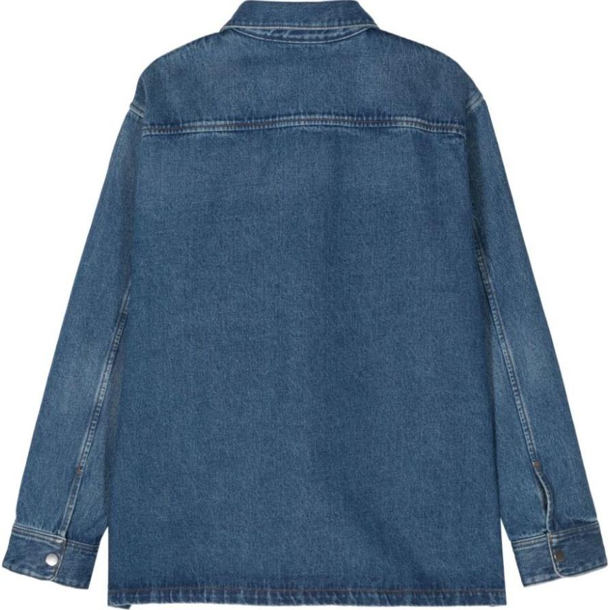 Lookbook AMI Paris 壓印標誌直筒下擺藍色牛仔外套 - 長袖款式 UJK261DE0031-BLUE