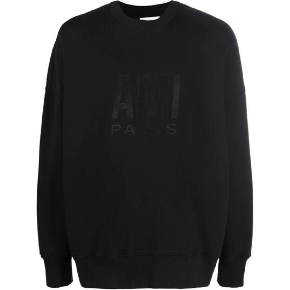 AMI PARIS Embroidered Crewneck Pullover Sweatshirt Black () E22USW003731-001