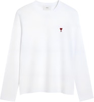 AMI PARIS Embroidered Logo Crewneck Long Sleeve Unisex T-Shirt White BFUTS235724-WHITE AMI PARIS Embroidered Logo Crewneck Long Sleeve Unisex T-Shirt White BFUTS235724-WHITE