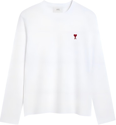AMI PARIS 刺绣标志白色长袖圆领男女同款T恤 BFUTS235724-WHITE Buy AMI PARIS 刺绣标志白色长袖圆领男女同款T恤 BFUTS235724-WHITE