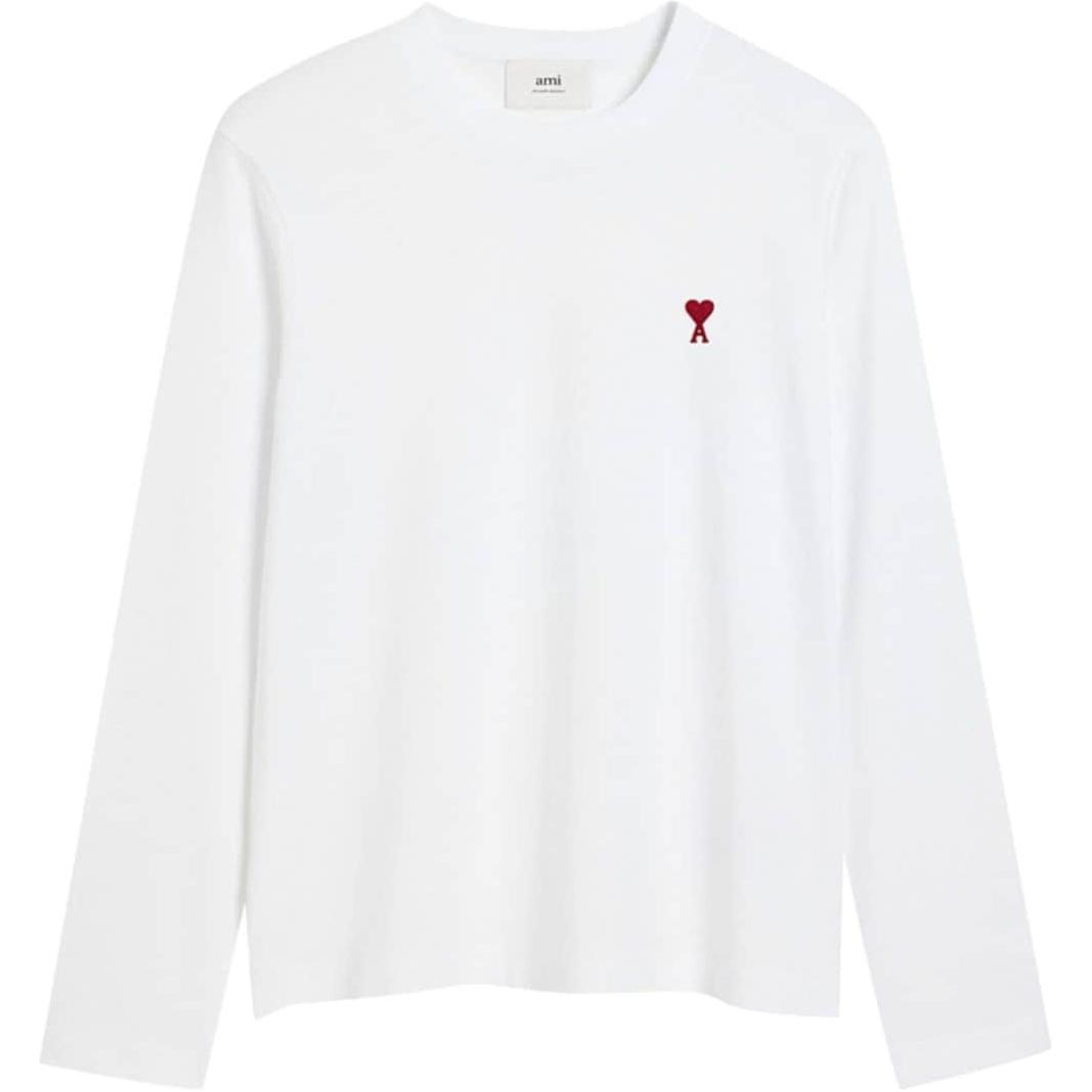 Order AMI PARIS 刺绣标志白色长袖圆领男女同款T恤 BFUTS235724-WHITE