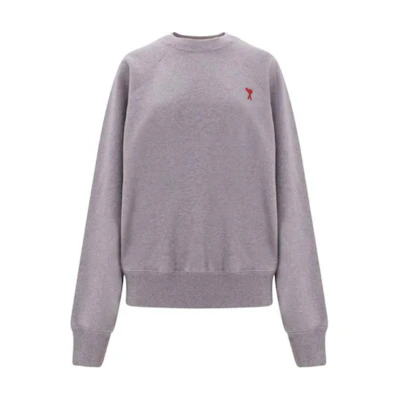 AMI PARIS Embroidered Logo Crewneck Sweatshirt Men Light Purple BFUSW005747-005