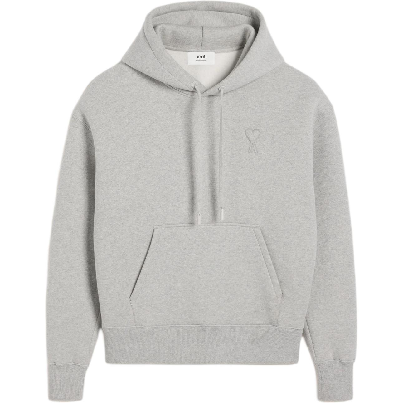 AMI PARIS Embroidered Logo Hoodie Grey Long Sleeve USW2277490951