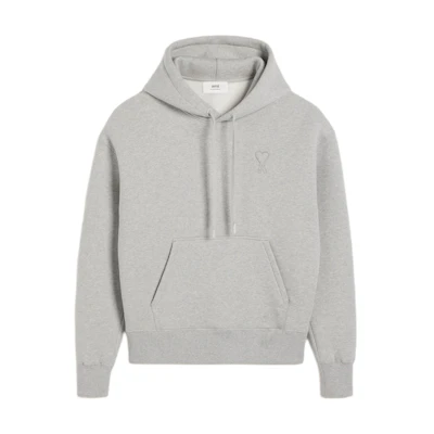 AMI PARIS Embroidered Logo Hoodie Grey Long Sleeve USW2277490951