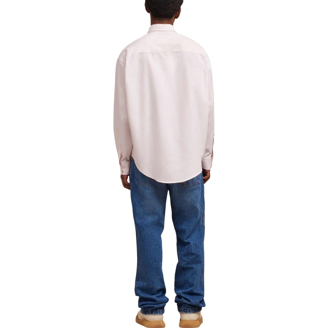 AMI PARIS Embroidered Pocket Cotton Long Sleeve Shirt Unisex Light Pink H23USH130CO0021 圖 6