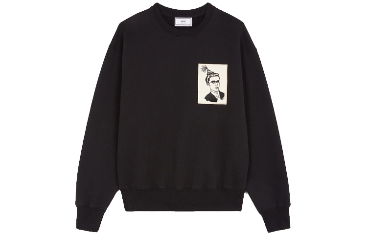 AMI PARIS Face Patch Anniversary Crewneck Sweatshirt Black H20HJ046747-001