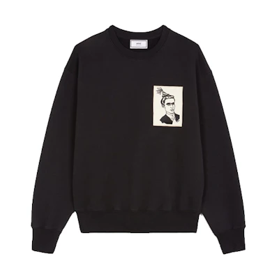 AMI PARIS Face Patch Anniversary Crewneck Sweatshirt Black H20HJ046747-001