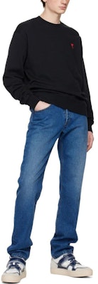 AMI PARIS 秋冬23黑色红心刺绣男女同款圆领休闲棉质卫衣 BFUSW005747-001 3