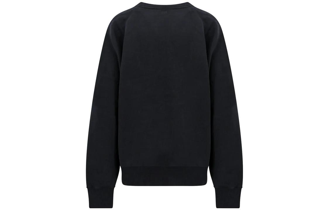 Lookbook AMI PARIS 秋冬23黑色红心刺绣男女同款圆领休闲棉质卫衣 BFUSW005747-001