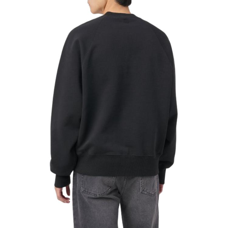 Details for AMI PARIS 秋冬23黑色红心刺绣男女同款圆领休闲棉质卫衣 BFUSW005747-001