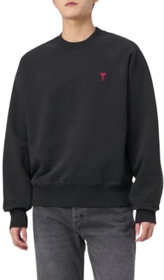 AMI PARIS 秋冬23黑色红心刺绣男女同款圆领休闲棉质卫衣 BFUSW005747-001 Sizing AMI PARIS 秋冬23黑色红心刺绣男女同款圆领休闲棉质卫衣 BFUSW005747-001