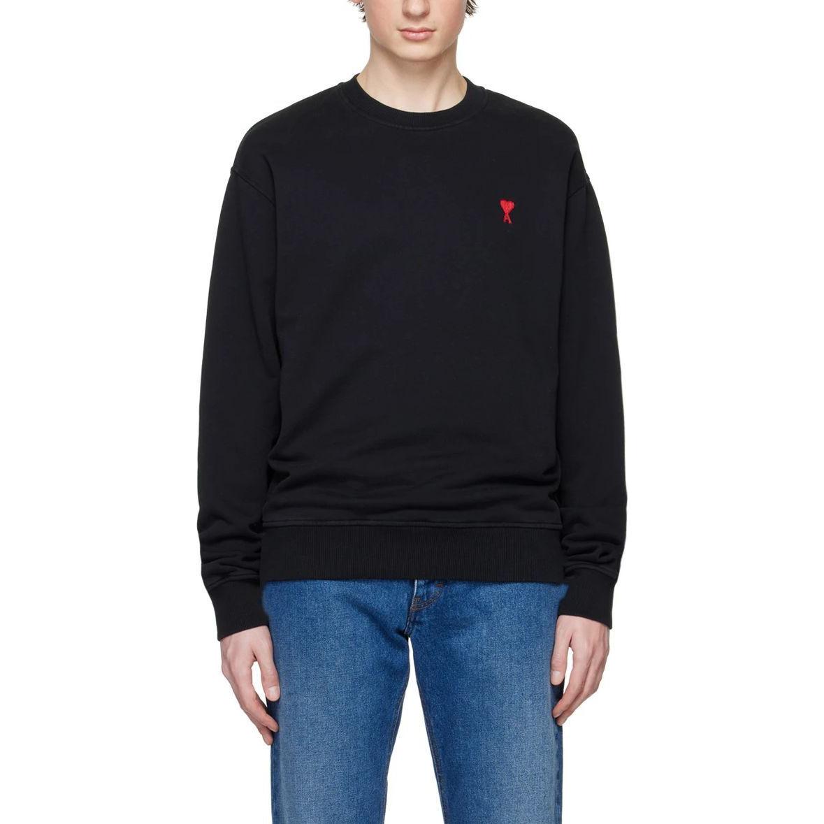 Cheap AMI PARIS 秋冬23黑色红心刺绣男女同款圆领休闲棉质卫衣 BFUSW005747-001