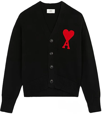 AMI Paris FW21 黑色心形LOGO刺繡V領毛衣 A21HK303016-001 Order AMI Paris FW21 黑色心形LOGO刺繡V領毛衣 A21HK303016-001