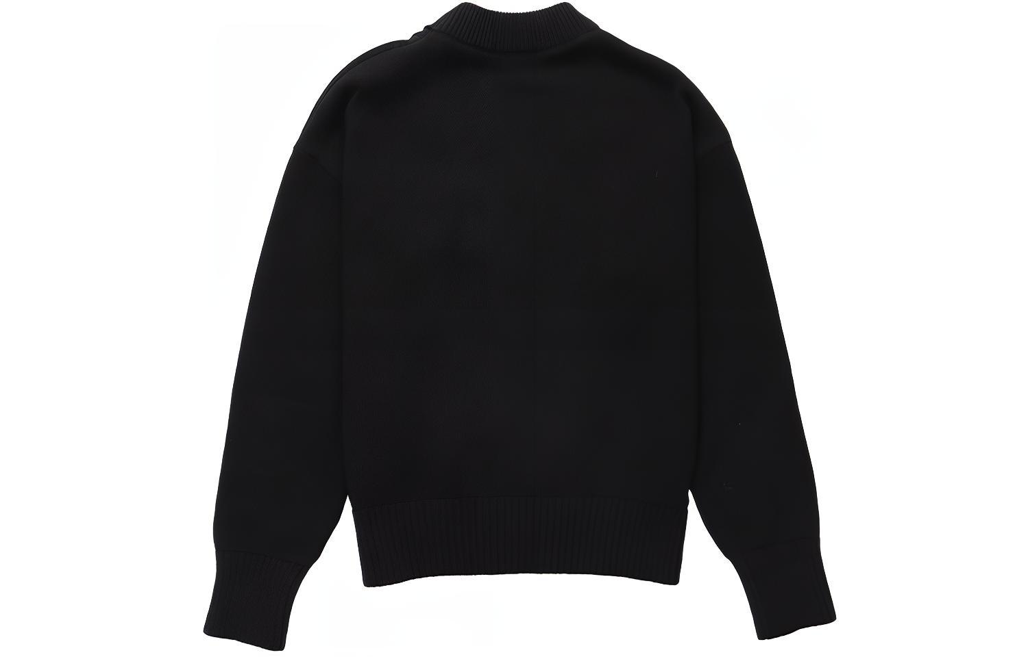 AMI Paris FW21  Black Heart Logo Embroidered V-Neck Sweater. A21HK303016-001 圖 3