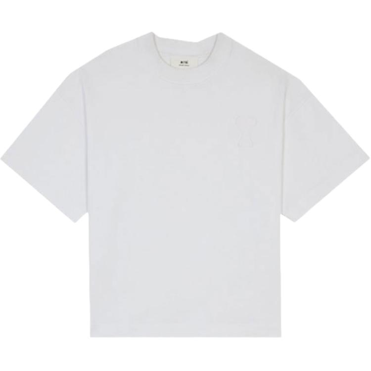AMI PARIS FW21  White Logo Patch Crewneck T-Shirt H21HJ117-79100
