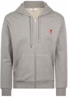 AMI PARIS FW21 Ami De Coeur Grey Zip Hoodie Jacket A21HJ006730-055 AMI PARIS FW21 Ami De Coeur Grey Zip Hoodie Jacket A21HJ006730-055