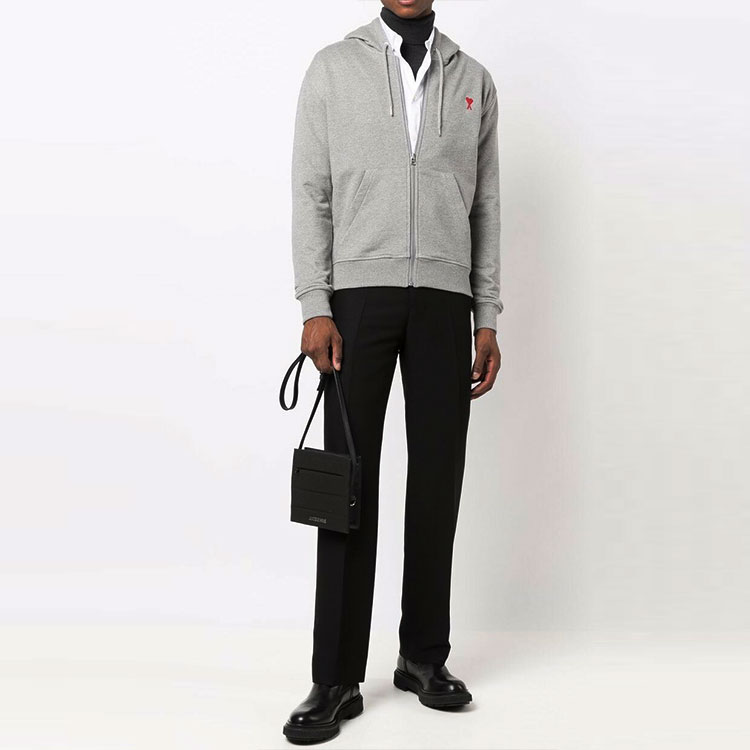 AMI PARIS FW21 Ami De Coeur Grey Zip Hoodie Jacket A21HJ006730-055 圖 4