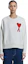 Sizing Sweater Wool Oversized AMI PARIS FW21 Big Heart Logo Unisex Putih H21K0090-18100