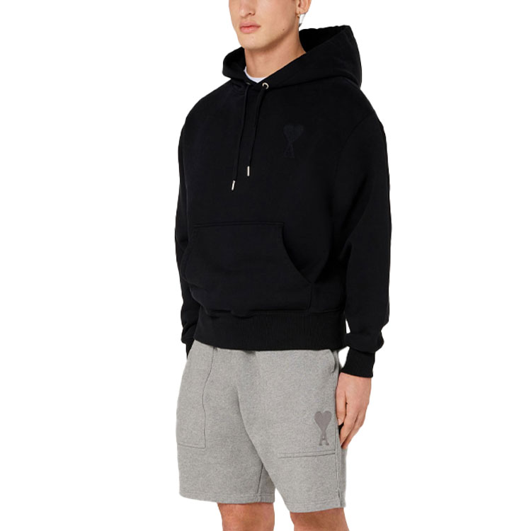 AMI Paris FW21 Black Organic Cotton Pullover Sweatshirt with Heart Logo. A21HJ058-747001 圖 6