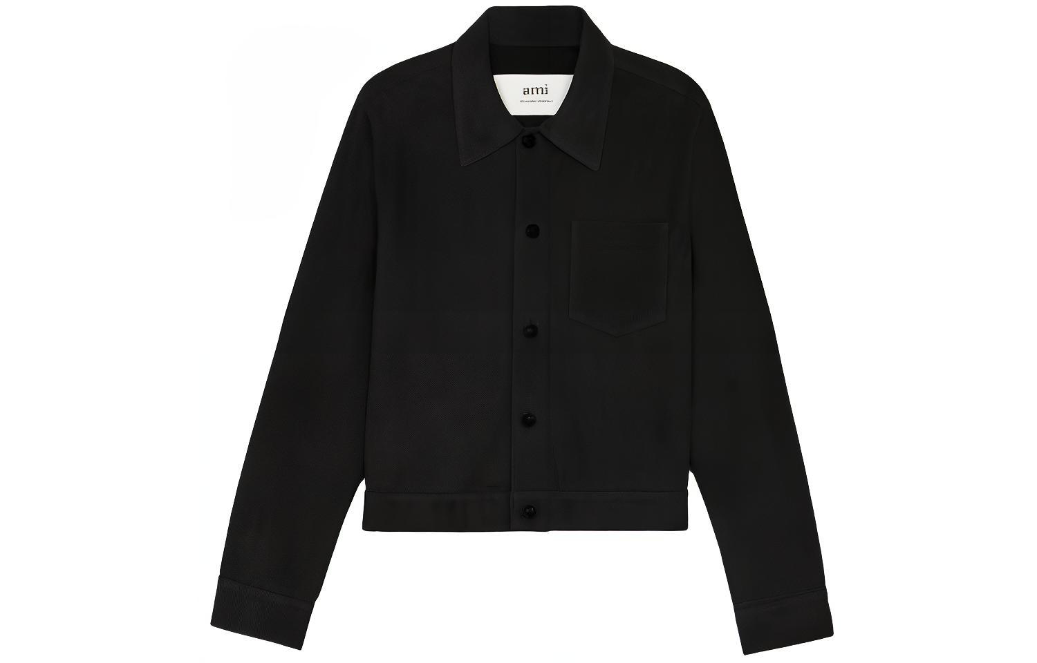 AMI PARIS FW21 Black Suede Goat Leather Single-Breasted Jacket H21HL003503-001