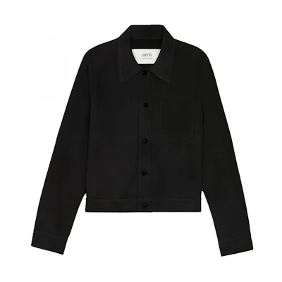 AMI PARIS FW21 Black Suede Goat Leather Single-Breasted Jacket H21HL003503-001