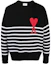 Buy AMI Paris FW21 ブラックウールセーター レッドハート刺繍ロゴ メンズ用 H21K029018-004
