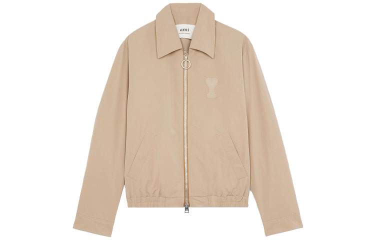AMI PARIS FW21 Boxy Fit Ami De Coeur Beige Zip Jacket Men’s A21HOW057-299265