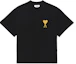 Order AMI Paris FW21 Capsule Golden Heart Logo Black Crewneck T-Shirt Mens. UTS017-701001
