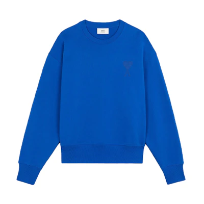 AMI PARIS FW21 De Coeur Chain Embroidered Crewneck Sweatshirt Blue Menswear A21HJ028747-490