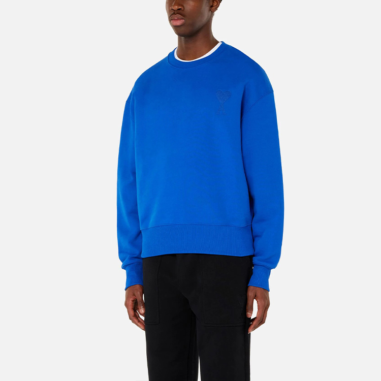 AMI PARIS FW21 De Coeur Chain Embroidered Crewneck Sweatshirt Blue Menswear A21HJ028747-490 圖 3