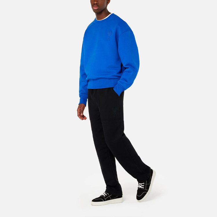AMI PARIS FW21 De Coeur Chain Embroidered Crewneck Sweatshirt Blue Menswear A21HJ028747-490 圖 5