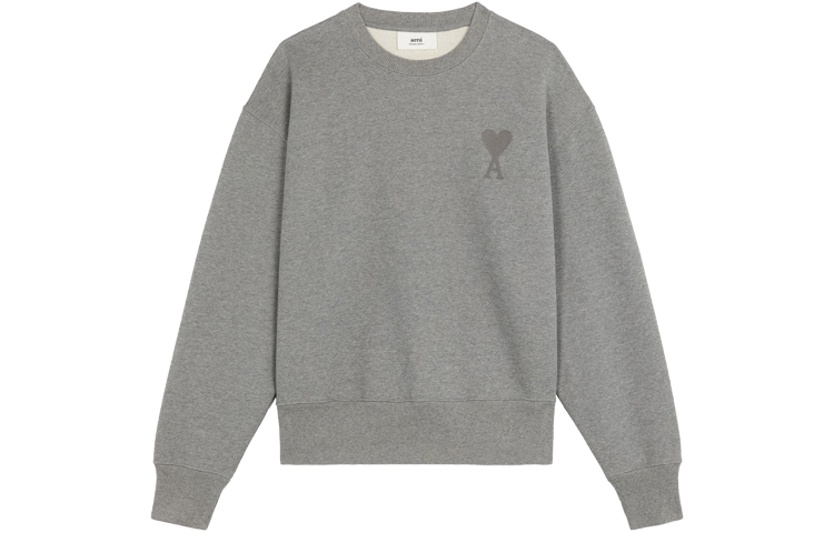 AMI PARIS FW21 De Coeur Logo Embroidered Crewneck Sweatshirt Grey () A21HJ028747-055