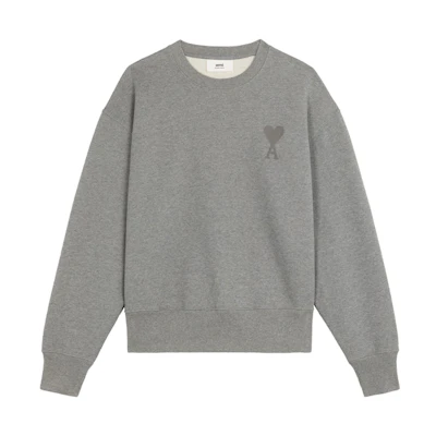 AMI PARIS FW21 De Coeur Logo Embroidered Crewneck Sweatshirt Grey () A21HJ028747-055